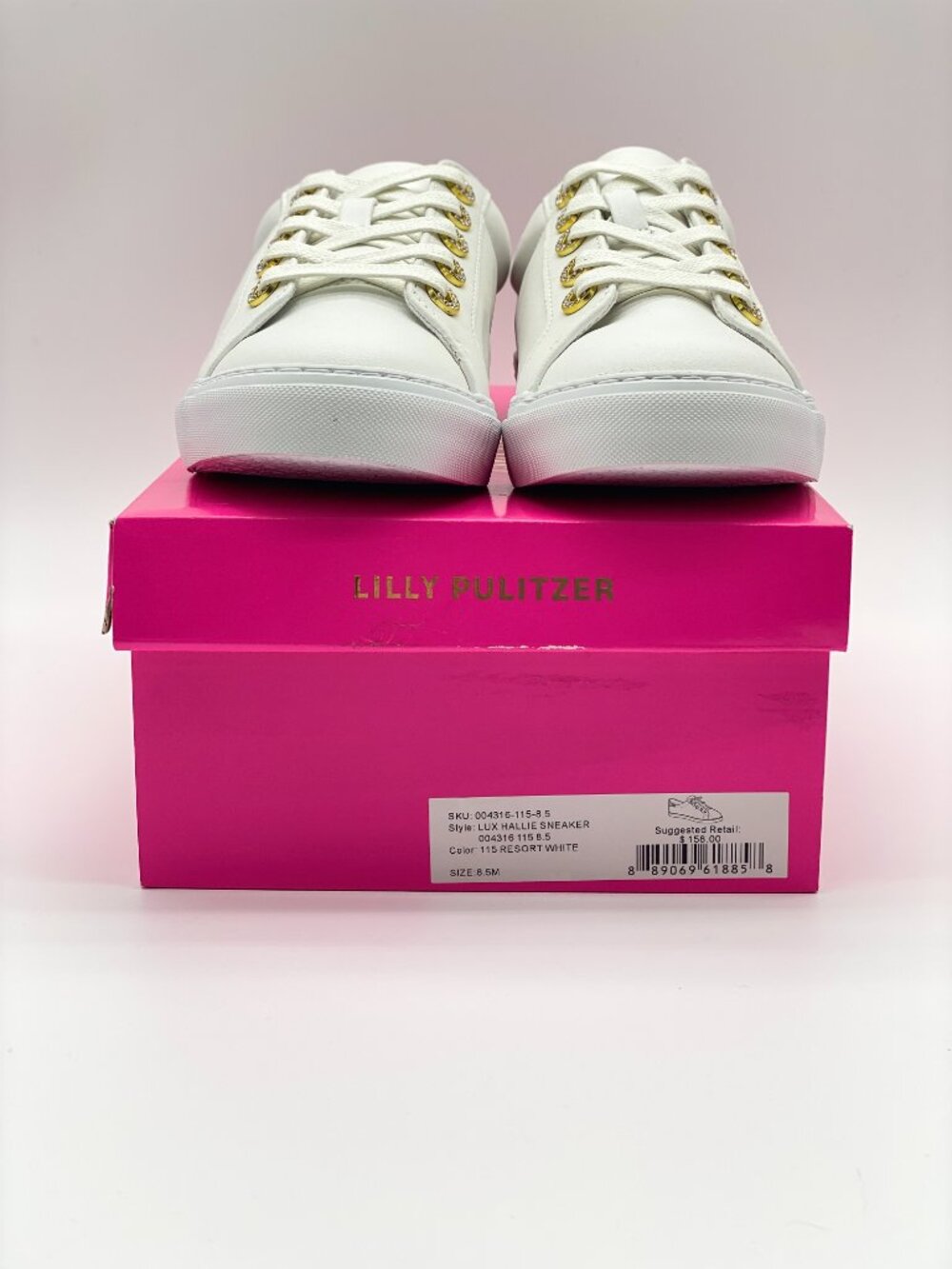 NWT Lilly Pulitzer Lux Hallie Sneaker Resort White Gold Accent 8.5 - Picture 3 of 7